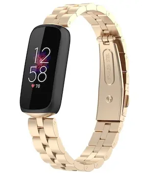 Fitbit Luxe stylish activity tracker with stainless steel gold bracelet and AMOLED display