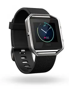 Fitbit Blaze smart fitness watch in black and silver, activity tracker with heart rate monitor for women