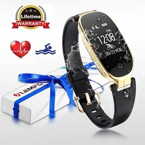LEMFO waterproof fitness tracker for women with heart rate monitor, sleep tracking, smart notifications, OLED screen and stylish design