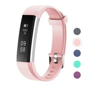 Letscom pink fitness tracker smart band, IP67 waterproof with activity, steps, calories and sleep tracking for women