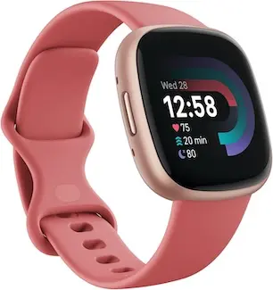 Fitbit Versa 4 Copper Rose fitness tracker for seniors without smartphone